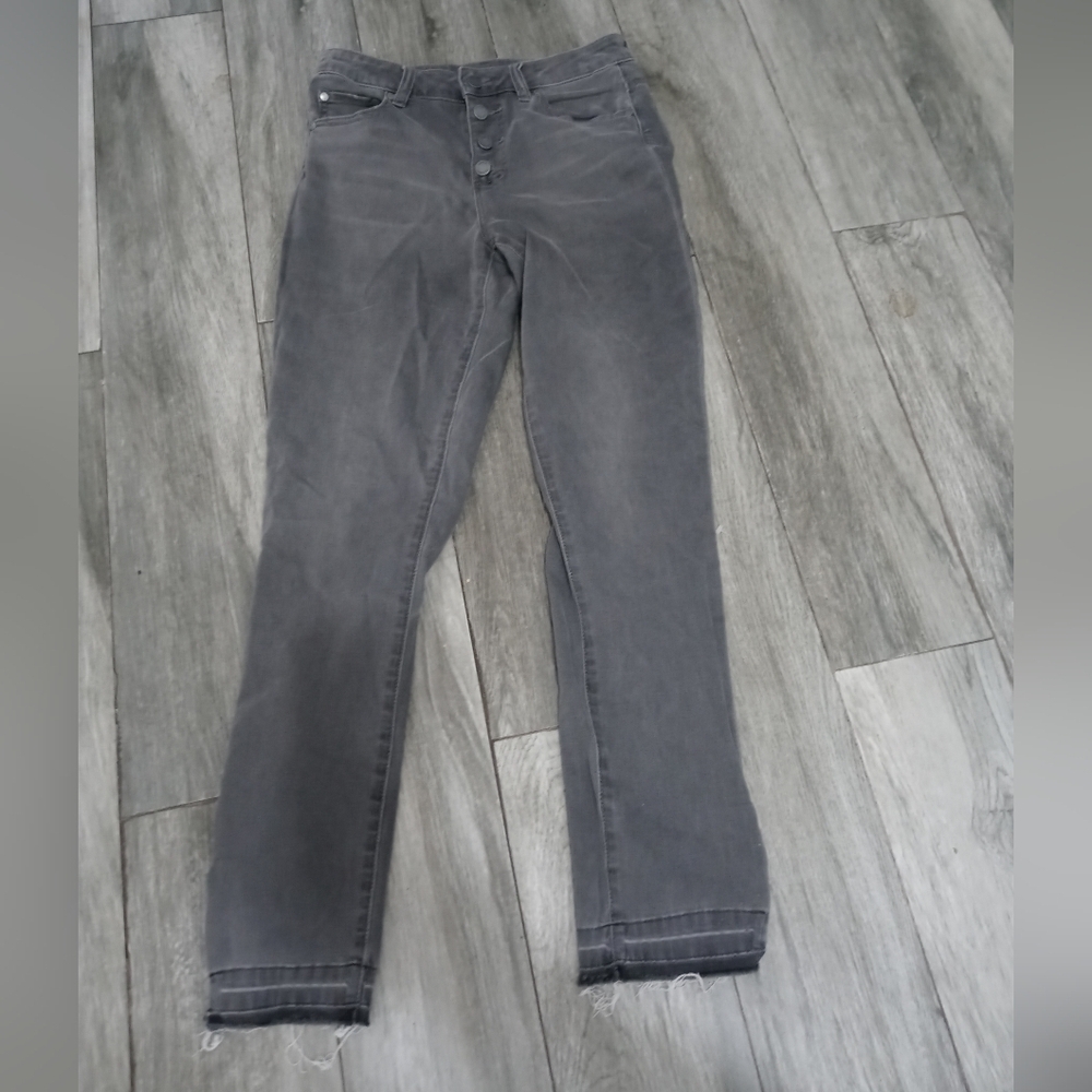 Vince Camuto Gray Distressed Button Fly High rise Stretch Denim Jeans 27/4